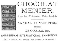 Chocolat Menier, 1883.  Creator: Unknown.