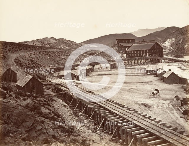 Eureka Quartz Mill and Flume, Nevada, 1875, printed ca. 1876. Creator: Carleton Emmons Watkins.