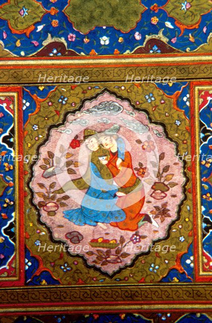 Lovers embracing in a garden. Artist: Unknown