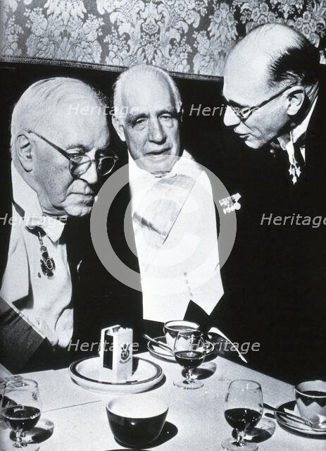 Sir Henry Hallett Dale, Niels Bohr and Sir Michael Perrin, 1956. Creator: Unknown.