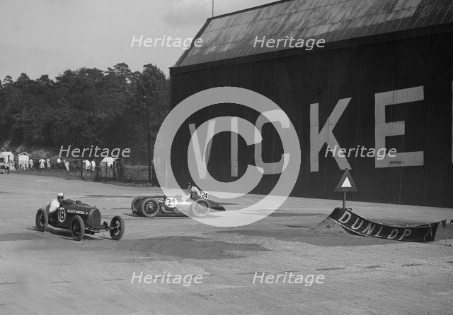 Bugatti Special 5 racing at a BARC meeting, Brooklands, 1933. Artist: Bill Brunell.
