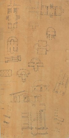 Page from a Scrapbook containing Drawings and Several Prints of Architecture, Int..., ca. 1800-1850. Creators: Workshop of Charles Percier, Workshop of Pierre François Léonard Fontaine.