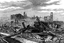 Ruins of Chicago after the Fire: Porter Palmer's Block; Field and Leiter's Stores, 1871. Creator: Unknown.