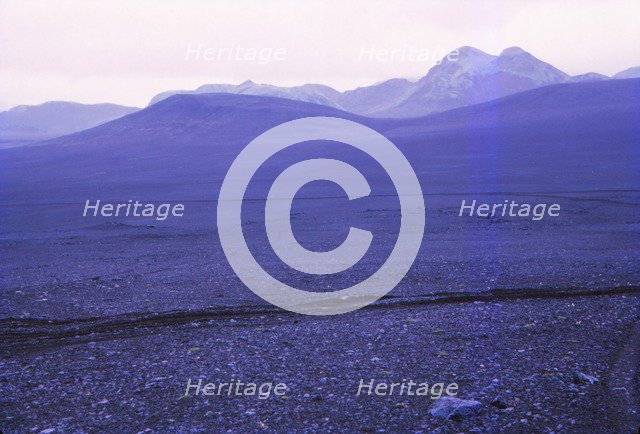 Black volcanic landscape near Tungnaa River, Iceland , 20th century. Artist: CM Dixon.