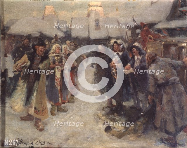 The foreigners in Muscovy, 1903. Artist: Veshchilov, Konstantin Alexandrovich (1878-1945)