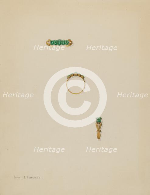 Emerald Ring, c. 1938. Creator: John H. Tercuzzi.