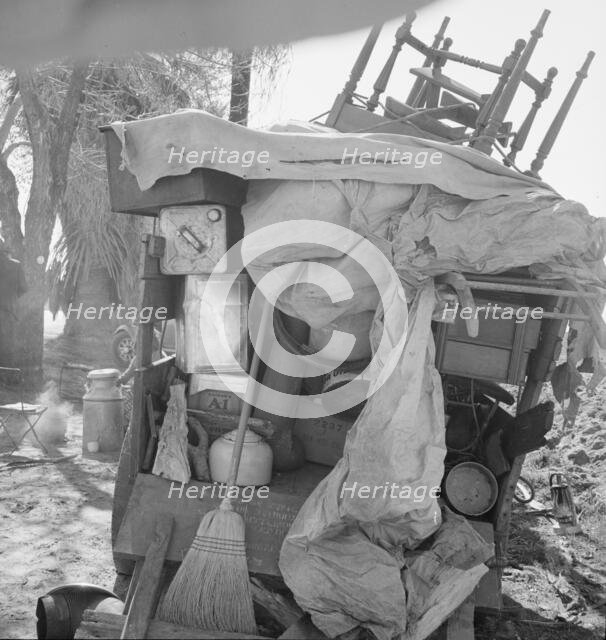 Migrant family outfit on U.S. 99 between Bakersfield, California, and the Ridge, 1939. Creator: Dorothea Lange.