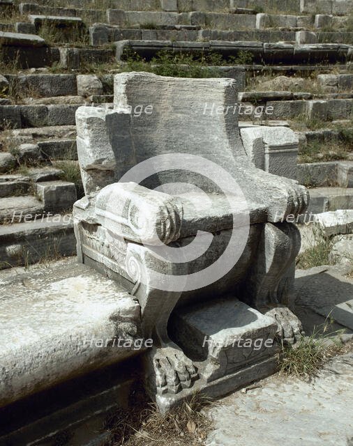 Leader seat, Theatre, Priene, Ionia, Anatolia, Turkey, 1999. Creator: Unknown.