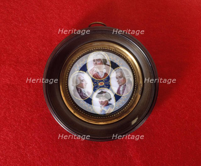 Effigy medallion of Le Peletier, Marat, Chalier and Bara, 1793. Creator: Unknown.