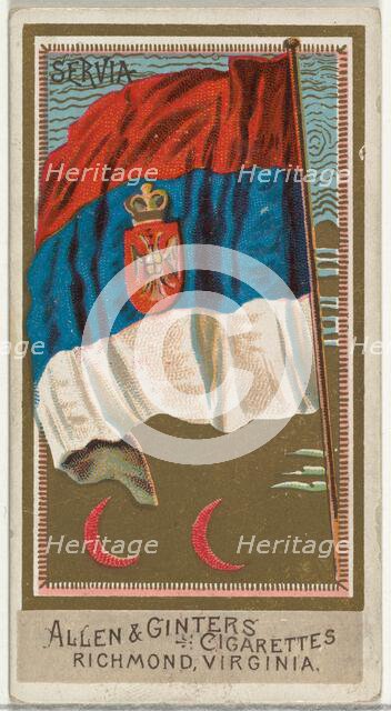 Serbia, from Flags of All Nations, Series 2 (N10) for Allen & Ginter Cigarettes Brands, 1890. Creator: Allen & Ginter.