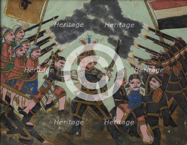 Battle between Dutch soldiers and indigenous people, 1800-1900.  Creator: Anon.