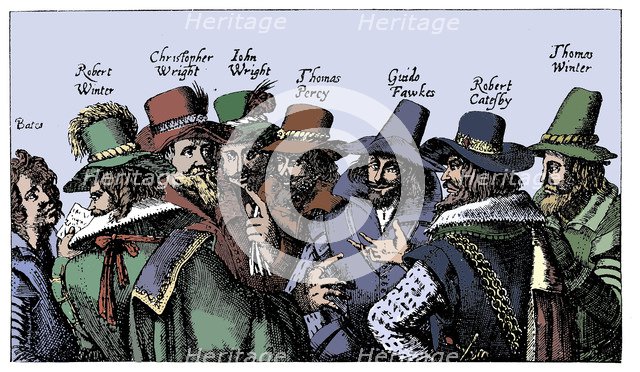 Guy Fawkes and the Gunpowder Plotters, 1605. Artist: Unknown