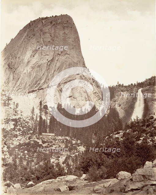 Cap of Liberty and Nevada Fall, Yosemite, ca. 1872, printed ca. 1876. Creator: Attributed to Carleton E. Watkins.
