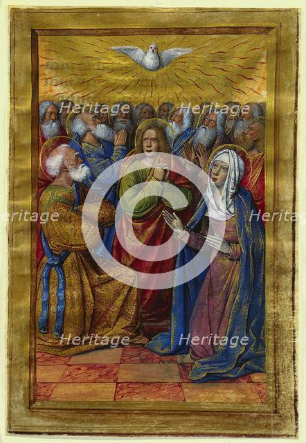 Miniature from a Book of Hours: The Pentecost, c. 1500. Creator: Jean Poyet (French).