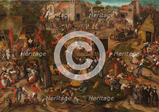 A Flemish Kermis with a Performance of the Farce ‘Een cluyte van Plaeyerwater’, c.1570. Creator: Peeter Baltens.