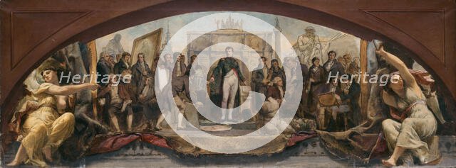 Sketch for the Denon pavilion at the Louvre: the four artistic ages of France..., c.1864.  Creator: Charles Louis Lucien Muller.