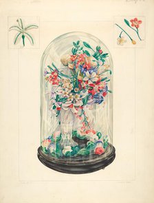Wool Flowers Under Glass, 1935/1942. Creator: Frank J Mace.