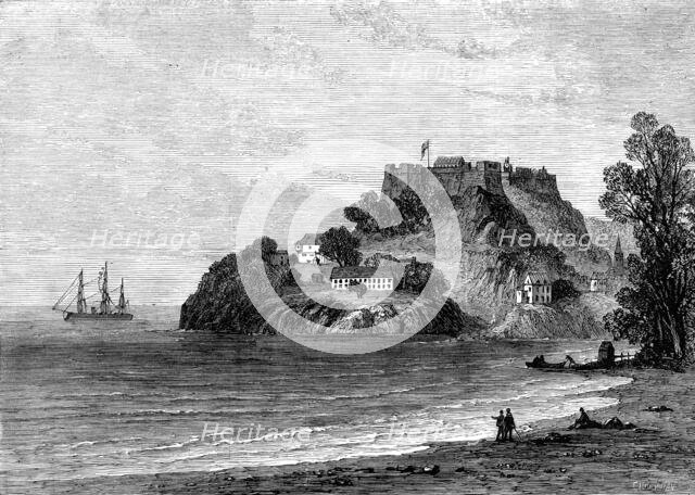 H.M.S. Bacchante off Port George, Grenada, 1880. Creator: John Greenaway.