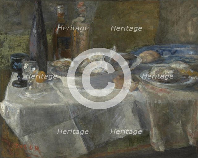 Still Life with Oysters (study of light), 1882. Creator: James Ensor.