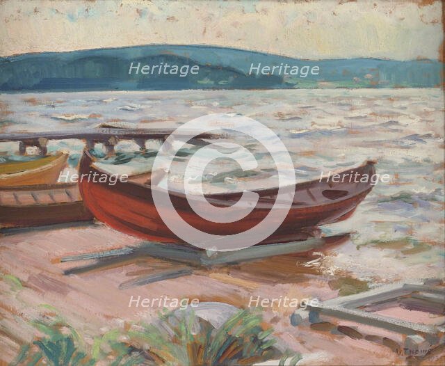 Boat on beach, 1935. Creator: Verner Thome.