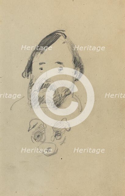 Head of a Bearded Man with a Head of a Dog [recto], 1884-1888. Creator: Paul Gauguin.