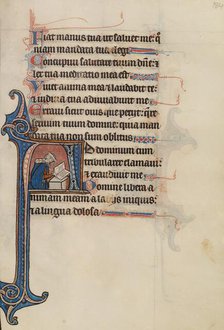 Initial A: A Noblewoman Seated on the Ground Reading; Bute Psalter, text and illumination about 1285 Creator: Bute Master.