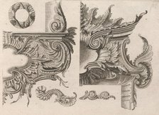 Suggestion for the Decoration of the Lower and Top Right of a Frame Combine..., Printed ca. 1750-56. Creator: Jeremias Wachsmuth.