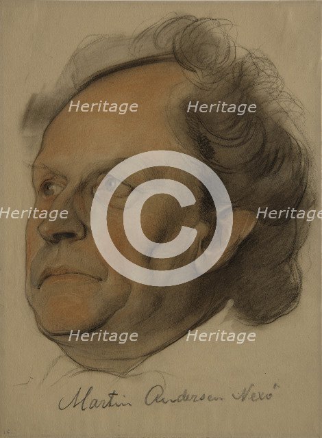 Portrait of Martin Andersen Nexø (1869-1954), 1922. Artist: Andreev, Nikolai Andreevich (1873-1932)