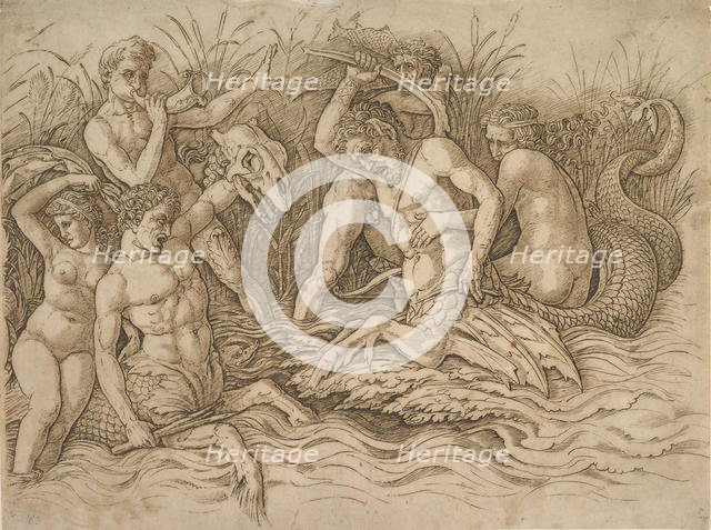 Battle of the Sea-Gods (right half), ca. 1485-88. Creator: Andrea Mantegna.