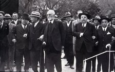 Second Republic, demonstration on May 1, 1931 in Madrid, headed by Unamuno, Largo Caballero, Inda…