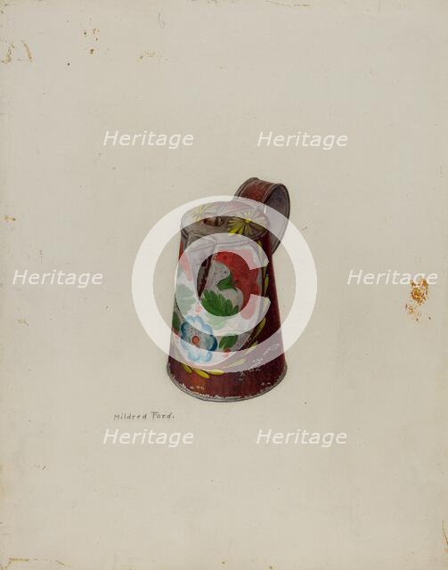 Toleware Syrup Pot, c. 1942. Creator: Mildred Ford.