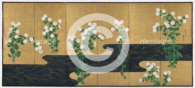 Chrysanthemums by a Stream, late 1700s-early 1800s. Creator: Ogata Korin (Japanese, 1658-1716), follower of.