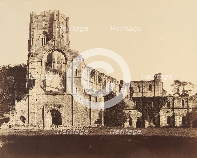Fountains Abbey. General Western Front, 1850s. Creator: Joseph Cundall.