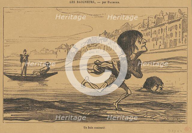 Un bain contrarié, 19th century. Creator: Honore Daumier.
