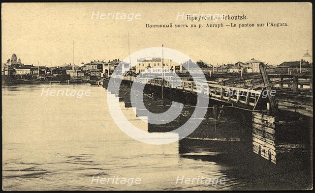 Irkutsk Pontoon bridge on the Angara River, 1904-1917. Creator: Unknown.