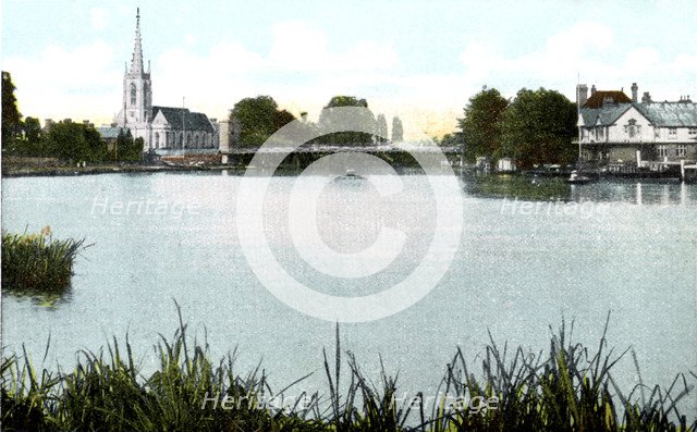 Marlow Bridge and Church, Buckinghamshire, 20th Century. Artist: Unknown