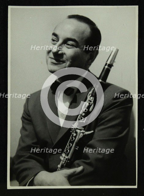 Portrait of American clarinetist Peanuts Hucko, 1950s. Artist: Denis Williams