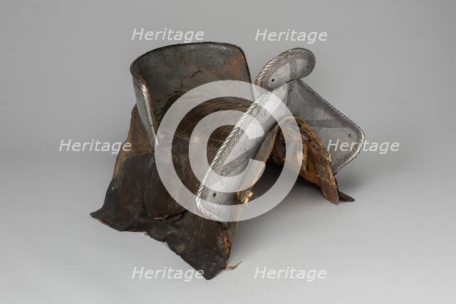 Saddle with Four Saddle Plates, Southern Germany, c. 1540. Creator: Unknown.