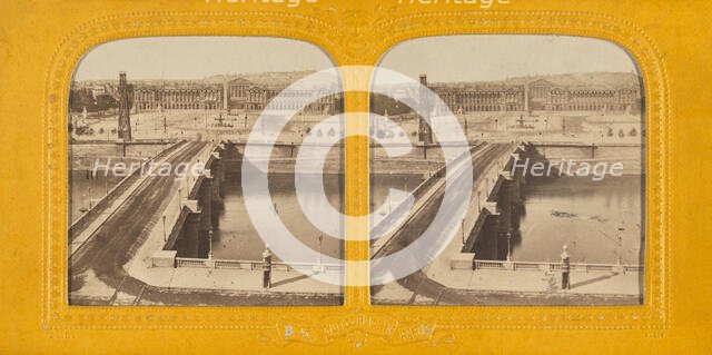 Pont et place de la Concorde, Paris, 1860s. Creator: Adolphe Block.