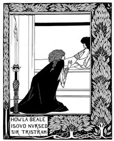 How La Beale Isoud Nursed Sir Tristram. Illustration to the book Le Morte d'Arthur by Sir Thomas M Artist: Beardsley, Aubrey (1872–1898)