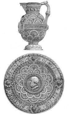 Shakspeare salver and jug, 1864. Creator: Unknown.