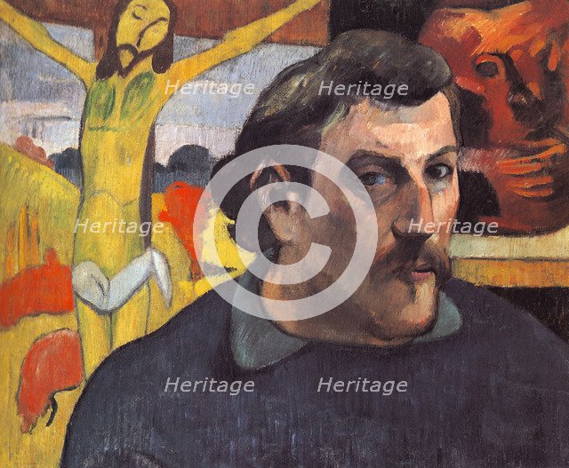 Self-portrait with the Yellow Christ. Artist: Gauguin, Paul Eugéne Henri (1848-1903)