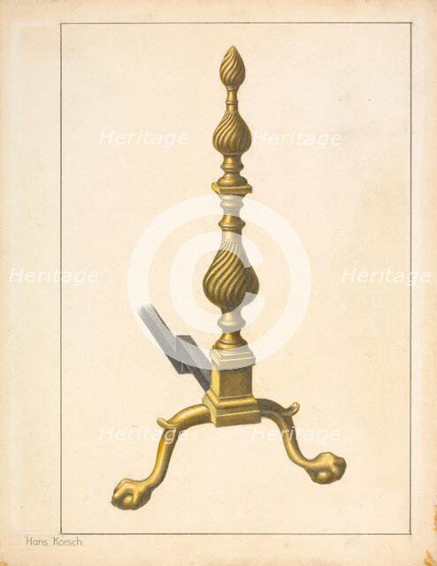 Andiron (one of pair), 1935/1942. Creator: Hans Korsch.