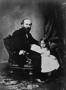 Little Mollie Garfield & her father, c1865, printed later?. Creator: Mathew Brady.