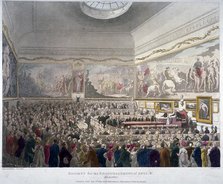 Meeting of the Society of Arts in the Adelphi Buildings, Westminster, London, 1809. Artist: J Bluck