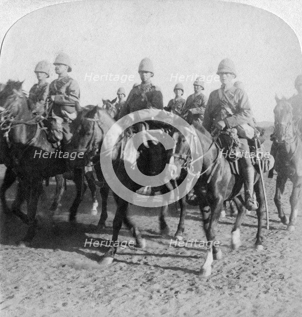 10th Hussars after repulsing a Boer attack, Colesberg, South Africa, 4th January 1900.Artist: Underwood & Underwood