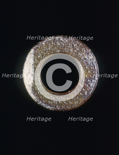 Jade bi-disc with silkworm decoration, Western Han dynasty, China, 206 BC-8 AD. Artist: Unknown