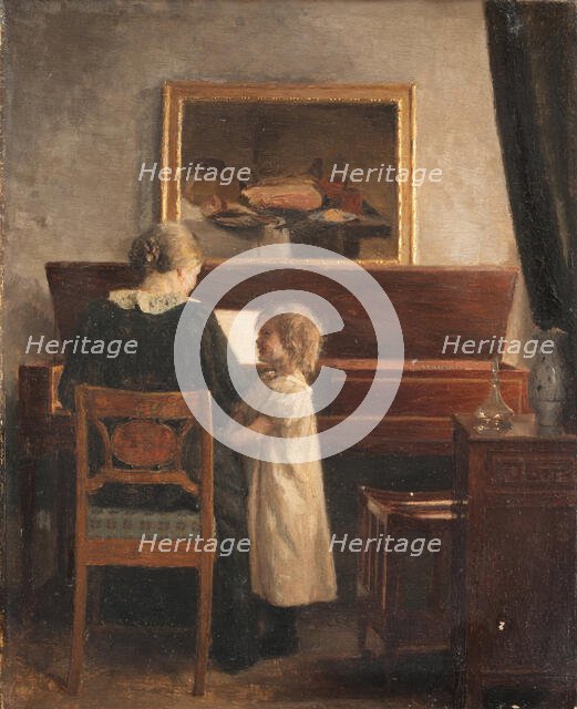 At the piano, 1876-1898. Creator: Peter Vilhelm Ilsted.