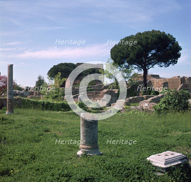 Houses and public buildings in the Roman port of Ostia, 2nd century. Artist: Unknown