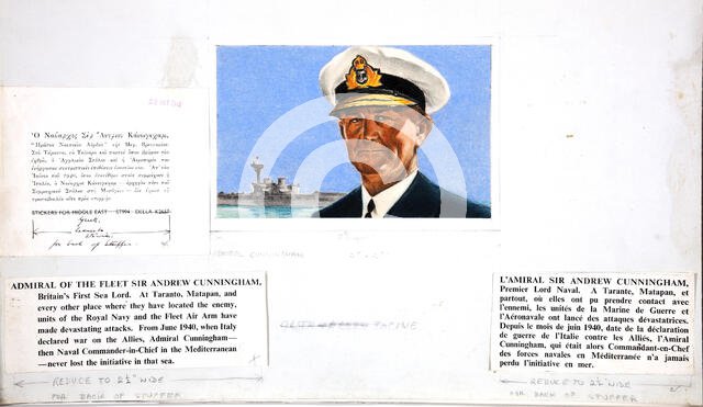Admiral of the Fleet Sir Andrew Cunningham, Britain's First Sea Lord, 1943.  Creators: Central Office of Information, Unknown.